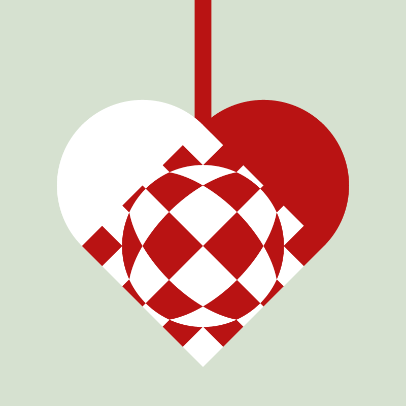 Woven Christmas heart in red and white: Bauble