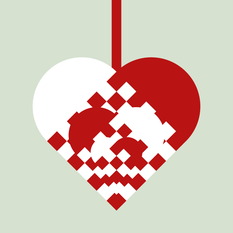 Woven Christmas heart in red and white: Heart in heart in heart