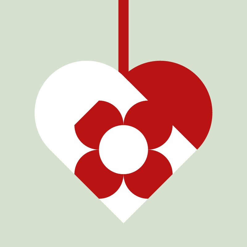 Woven Christmas heart in red and white: Petals