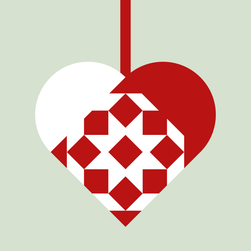 Woven Christmas heart in red and white: Nine squares