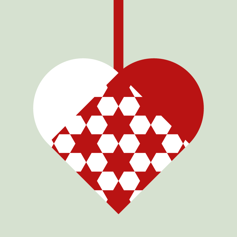 Woven Christmas heart in red and white: Star Tiles